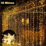 Pack De 5 Guirlande De Fête Lumineuse Décorative – Étanche – 8 Modes – 100 LED – Double Fiche – Jaune
