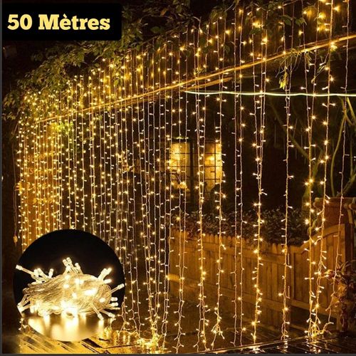 Pack De 5 Guirlande De Fête Lumineuse Décorative – Étanche – 8 Modes – 100 LED – Double Fiche – Jaune