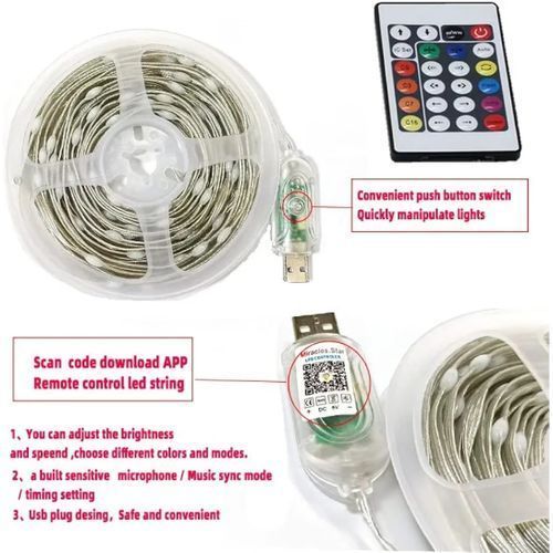 RGb ruban LED 10m,USB, Bluetooth Control + Télécommande - Suivie musicale