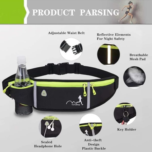 Tanluhu - Sac Banane de sport - Waist bag - imperméable - Unisexe - Noir
