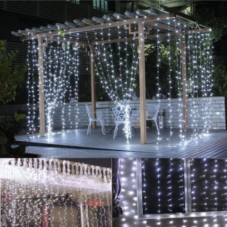 Guirlande De Fête Lumineuse Décorative – Étanche – 8 Modes – 100 LED – Double Fiche – Blanc