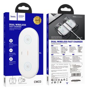 Hoco CW23 Station de charge sans fil Dual Power Ultra mince - Blanc
