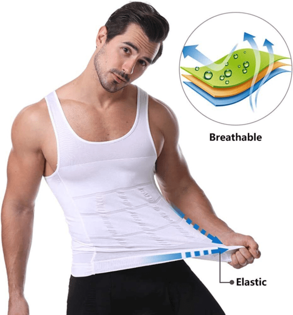 Débardeur de Compression pour hommes, gilet amincissant modelant le corps- XLarge - Blanc