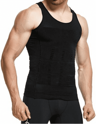 Débardeur de Compression pour hommes, gilet amincissant modelant le corps-Moyenne - Noir
