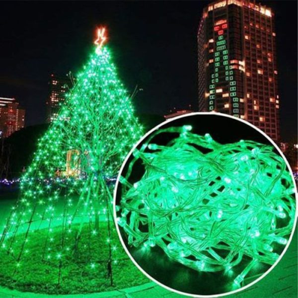 Guirlande De Fête Lumineuse Décorative – Étanche – 8 Modes – 100 LED – Double Fiche – Vert