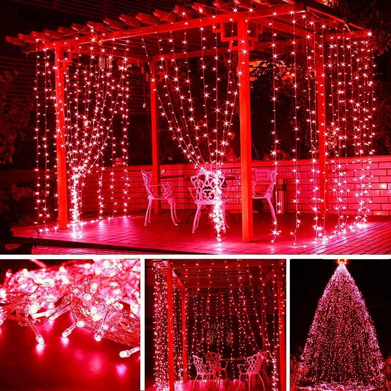 Guirlande De Fête Lumineuse Décorative – Étanche – 8 Modes – 100 LED – Double Fiche – Rouge