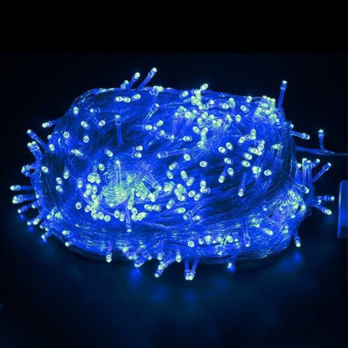 Guirlande De Fête Lumineuse Décorative – Étanche – 8 Modes – 100 LED – Double Fiche – Bleu