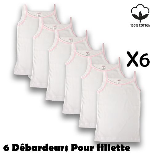 Lot 6 Débardeurs Pour fillette - Blanc