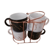 4 Tasse Céramique Avec Support en Métallique