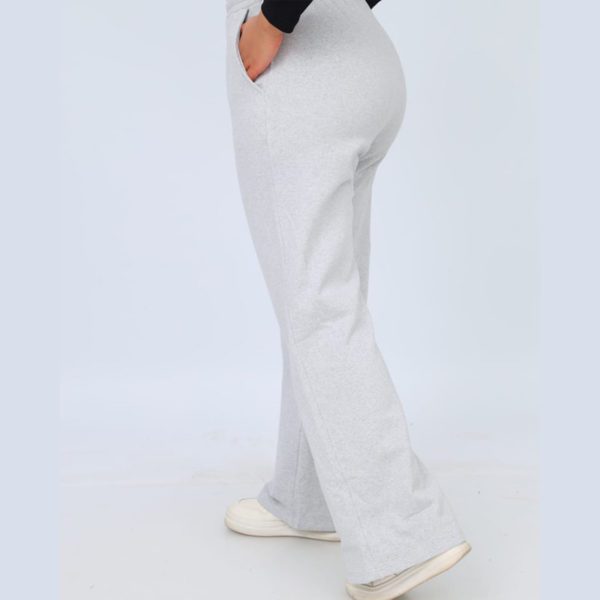 Pantalon Femme Large en Molleton Gratté – Gris Clair