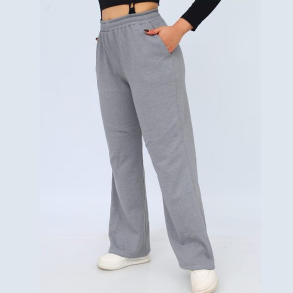 Pantalon Femme Large en Molleton Gratté – Gris Charbon