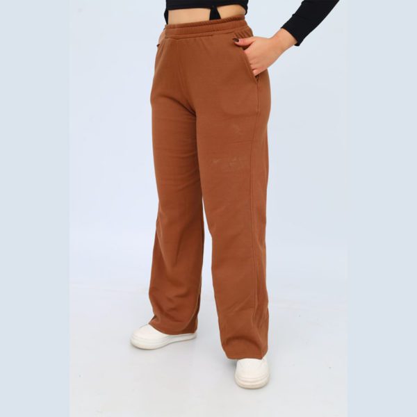 Pantalon Femme Large en Molleton Gratté – Marron