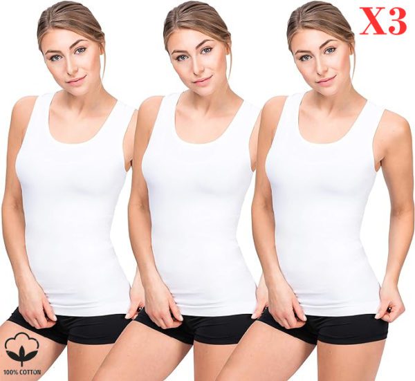 Lot 3 Débardeurs Pour Femme en COTON Blanc