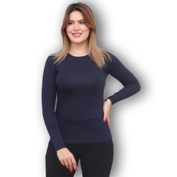 Pull Col Rond Cotton Lycra Bleu Marine