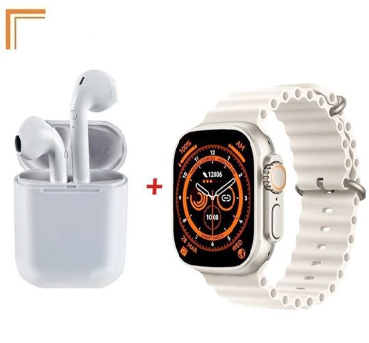 Coffret Montre Connectée W26 Ultra Max + Airpods + Ceinture - Blanc