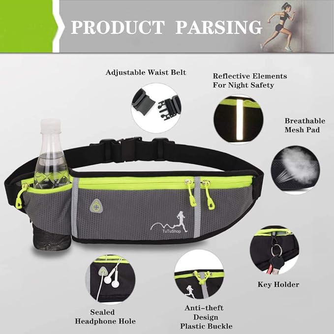 Tanluhu - Sac Banane de sport - Waist bag - imperméable - Unisexe - Gris