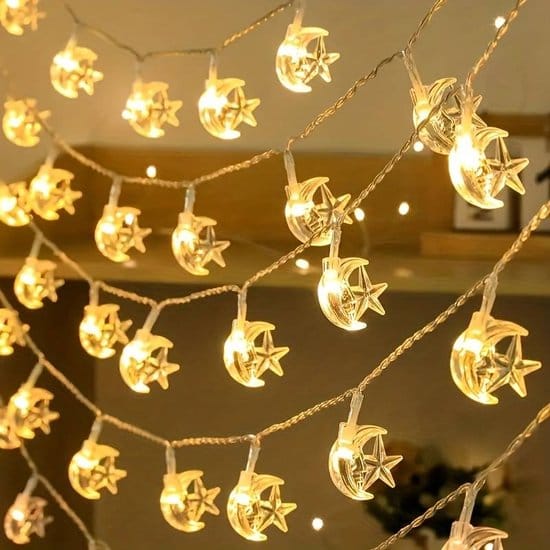 Guirlande Étoile et Lune à Bulles Lumineuse LED – Étanche - 220v - Décoration Intérieure & Extérieure – 10M