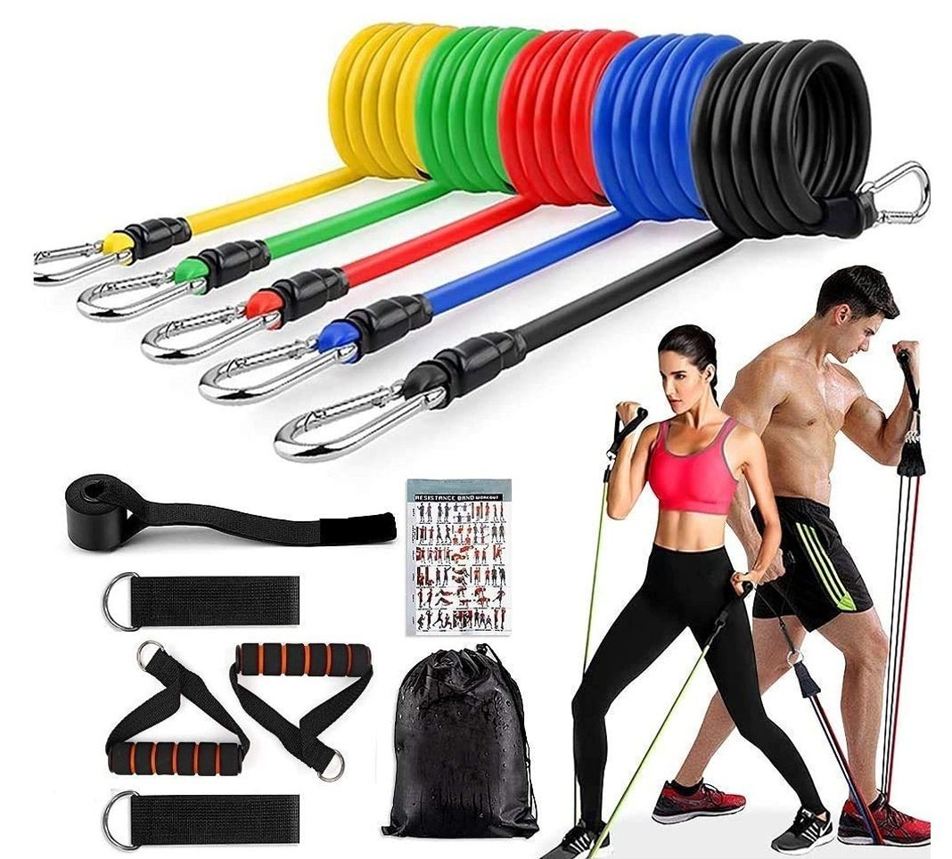 Ensemble De Cordes Côtelées Portables 11 Pièces – Équipement De Fitness, Ceinture D’expansion De Poitrine De Rinçage – Ceinture D’élasticité Pour L’exercice