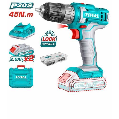 TOTAL Perceuse-visseuse sans fil double batteries 20V