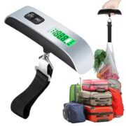 Pèse bagages Électronique – LCD – 50 kg x 10 g – Arrêt Automatique – Gris – Noir