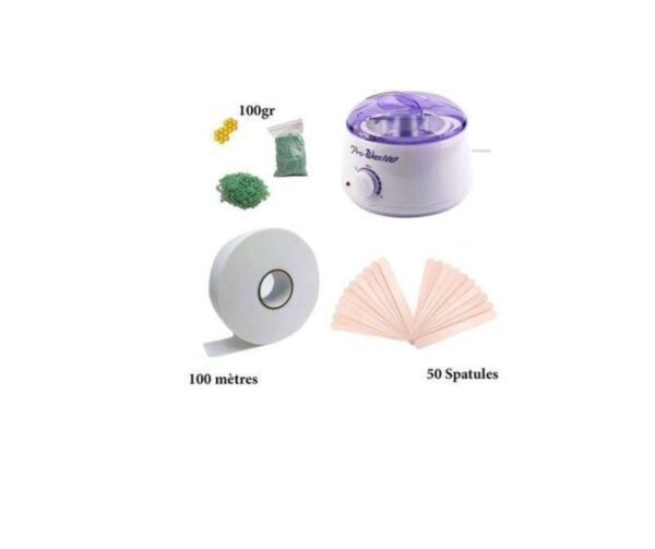 Appareil Chauffe Cire & Grains 100 G & Rouleau Papier & Paquet 50 Spatules