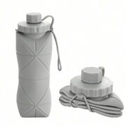Bouteille D’eau Pliable Originale en Silicone – 600 Ml Pour Activités De Plein Air et Sports – Gris