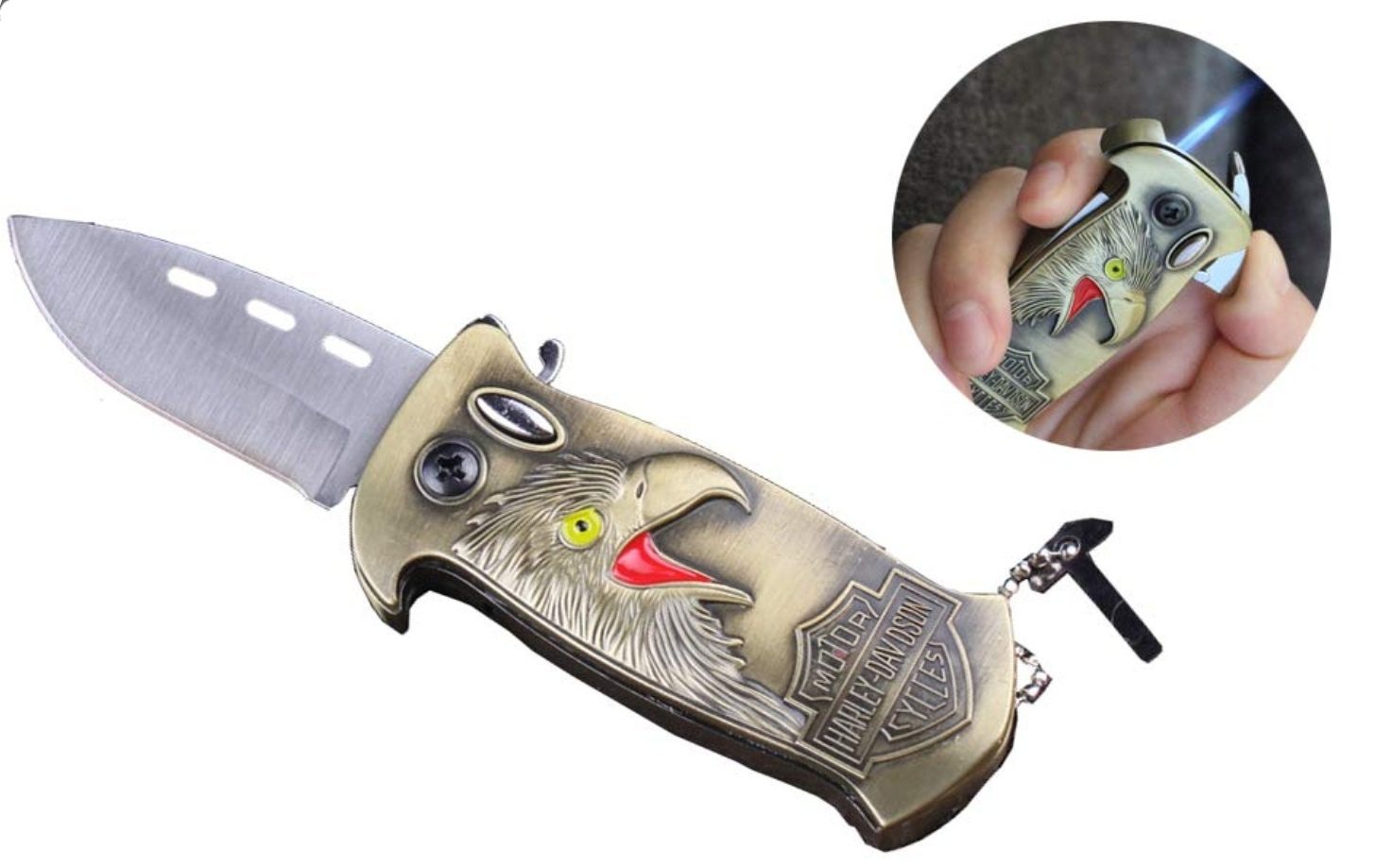 Couteau Briquet En Métal Avec Décapsuleur En Forme de Faucon– Multifonction – Rechargeable