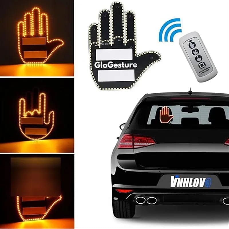 Lumière De Doigt LED De Voiture – 3 Modes Gestuels – Autocollant LED Avec Télécommande