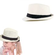 Chapeau de Soleil Unisexe - Des Années 1920 - Accessoire de Costume - Taille Unique - Blanc