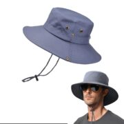 Chapeau De Soleil Pliable à Large Bord Avec Protection UV – Unisexe Gris