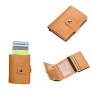 Portefeuille 2 en 1 Intelligent En Cuir Pour Cartes De Crédit – Billets De Banque – Métal Fin Pour Homme – Pliable