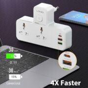 Multiprises Ldnio SC2311 - 1 Port USB-C, 2 Ports USB-A - 2 Prises De Courant - 1 Bort QC3.0 20 W - Blanc