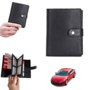 Porte Papier Voiture Avec Porte feuilles Et Porte-cartes 3en1 – Qualité Supérieure – Noir