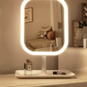 Miroir de Maquillage LED Blanc Rechargeable – 3 Modes d’Éclairage
