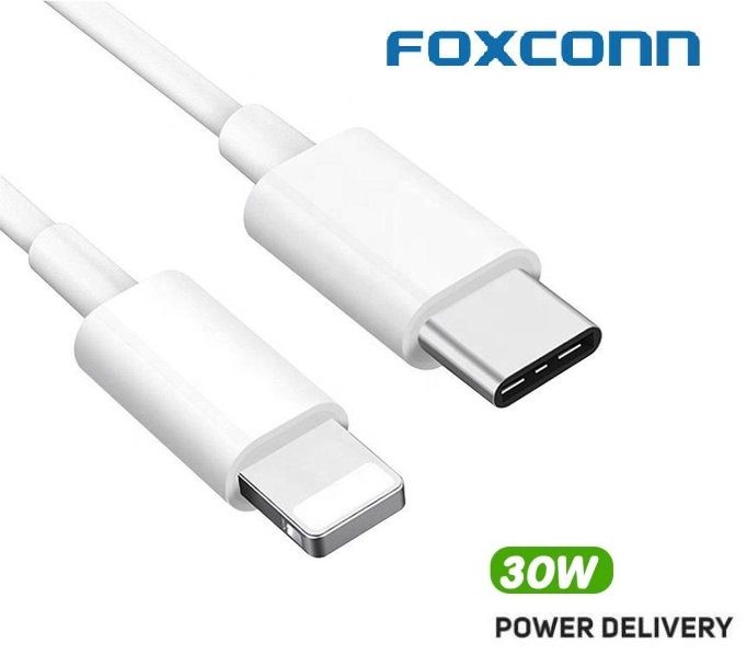 Câble FOXCONN Premium 30W Type-C vers Lightning - Blanc