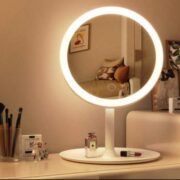 Miroir De Maquillage Tactile Avec Lumière 3 Couleur Rechargeable