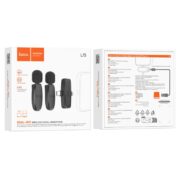 Microphone Cravate Sans Fil HOCO Wireless Digital L15, Double Micro Omnidirectionnel Version IPhone + Type-C